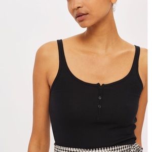 Topshop Black Button Tank